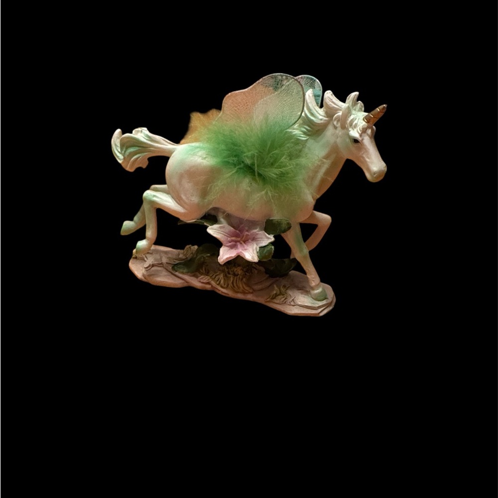 Green Porcelain Unicorn Figurine with Feather Accent Bella Sara Look